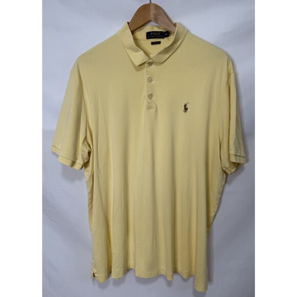 Polo Ralph Lauren Men Classic Polo  XL Pima Soft Touch Preppy Light Yellow - Picture 1 of 7
